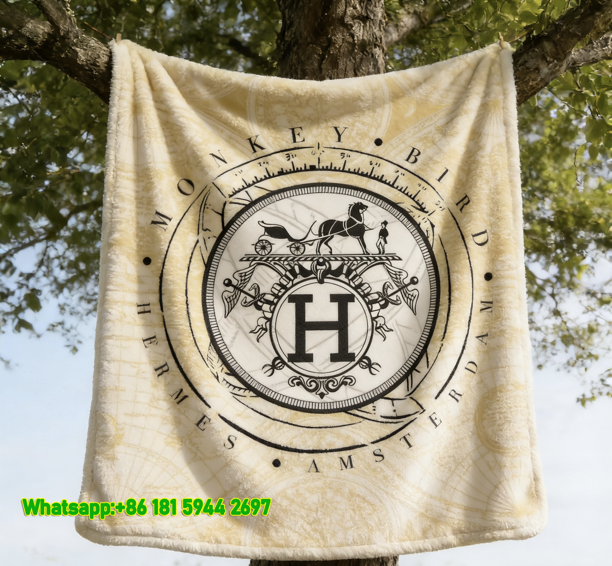 Hermès Vintage H Emblem Flannel Fleece Throw Blanket IMG_4959